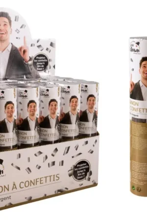 Remise Canon à Confettis Papier 20 cm Argent
