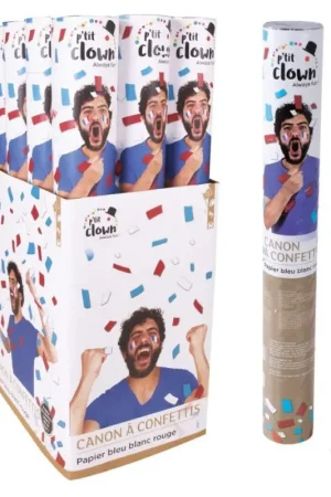 Canon à Confettis Papier 40 cm Bleu Blanc Rouge Vente Flash