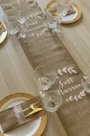 Meilleur Choix Chemin de table en jute Just Married