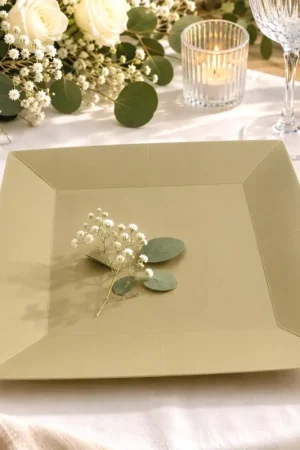 Satisfait Ou Remboursé Assiette carrée en carton Naturel 23cm x 10pièces