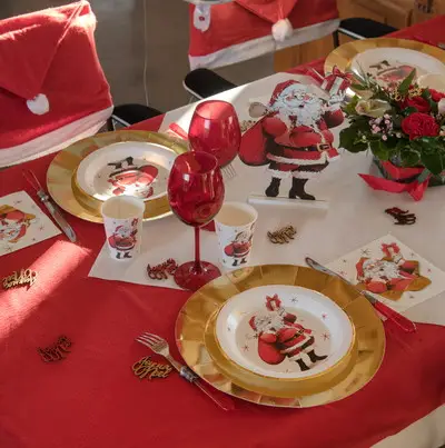 Authentique Carré de nappe Voie Seche Rouge 80cm