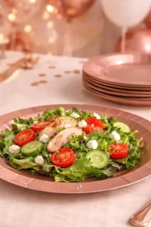 Expédié Aujourd'hui Assiette carton ronde Rose gold 23 cm x 10 pièces