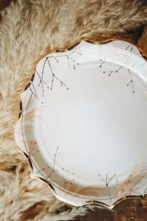 8 Assiettes en carton fleurs des Champs Blanches Solde