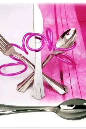 Ménagère Plastique Argent Chrome x 30 pièces Produit De Marque