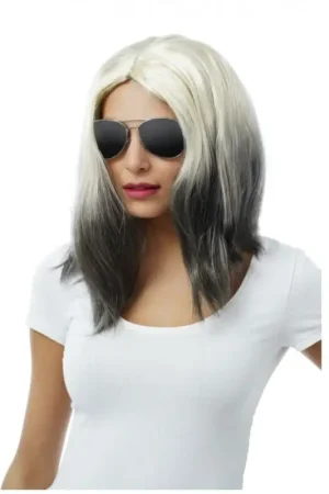 Perruque Marlene Blond Argenté Pointes Grises Noires Vente Directe