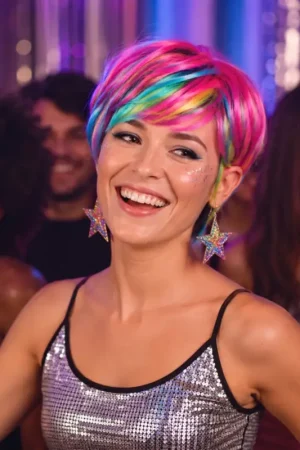 Prix Cassé Perruque Pixie Fuschia Turquoise Verte