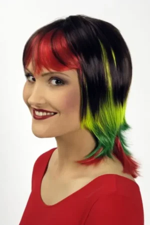 Perruque Macarena Marron Vert Rouge Offre Du Jour