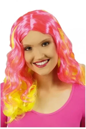 Perruque Jade Fuchsia Fluo Jaune Expédié Aujourd'hui