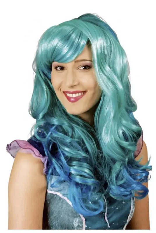 Perruque Tara Cheveux Longs Vert Bleu Prix Choc