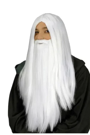 Perruque Magicien Blanche avec Barbe Must-Have
