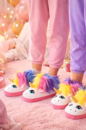Haute Qualité Chaussons Licorne Blanc et Rose 38/39