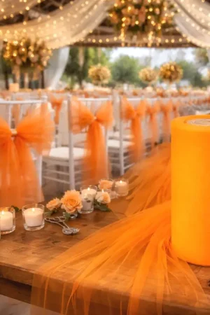 Acheter Direct Tulle Orange 20cm x 100m pour 40 noeuds de chaise