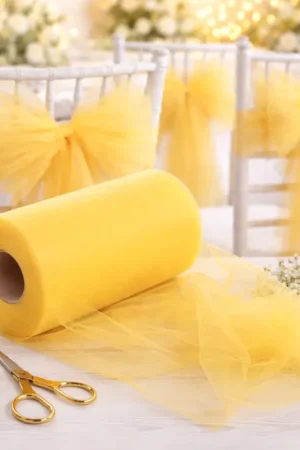 Tulle Jaune 20cm x 100m pour 40 noeuds de chaise Promotion