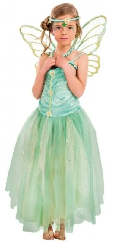 Déguisement Enfant Fée Danae Luxe Verte 7/9 ans Authentique
