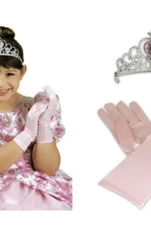 Remise Set Glamour Enfant Gants Diadème Rose