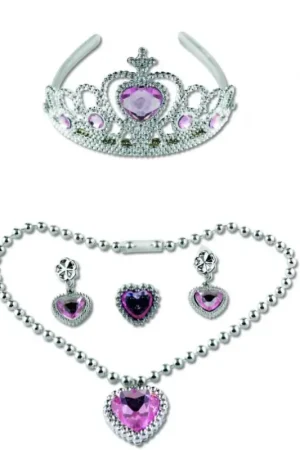 Set Bijoux Princesse Diadème Chaîne Boucle d'Oreilles Rose Nouvelle Collection