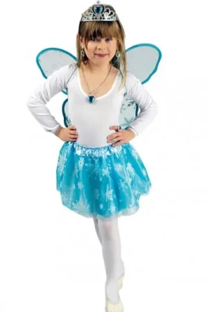 Haute Qualité Set Princesse des Neiges Tutu et Ailes Bleu