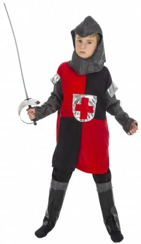 Déguisement Enfant Chevaler Medieval Noir Rouge 3/4 ANs Achat Immédiat