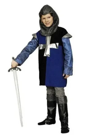 Déguisement Enfant Chevaler Medieval Bleu Noir 4/6 ANs Pas Cher