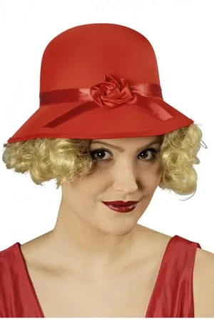 Chapeau de Dame Années Folles Rouge Commander Maintenant