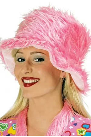 Prix Cassé Chapeau en Peluche Flower-Power Fuschia