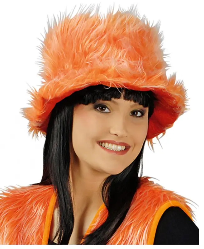 Chapeau en Peluche Flower-Power Orange Expédition Rapide
