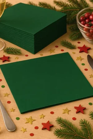 Serviette en papier Verte 38 x 38 cm 2 pli x 40 pièces Prix Bas