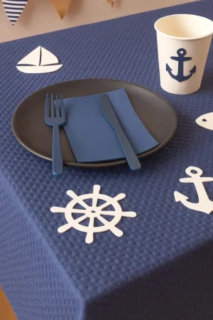 Nouvelle Collection Nappe en rouleau papier gaufré Bleu Marine 20 mètres