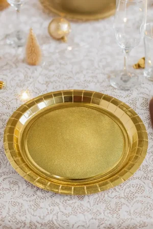 Meilleur Prix Assiette carton doré 29cm x 4 pièces