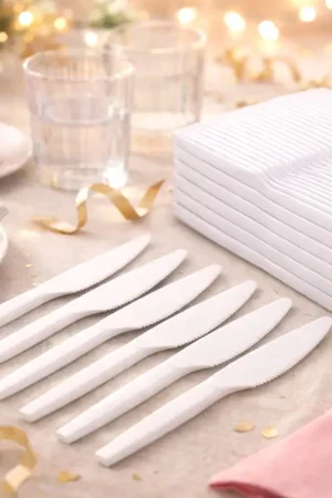 Promotion Saisonnière Couteau plastique réutilisable Blanc x 100 pièces