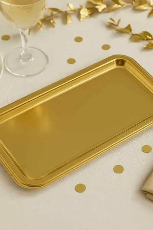 Vente Directe Plateau en plastique Doré Rectangulaire pour Terrine x 3 pièces