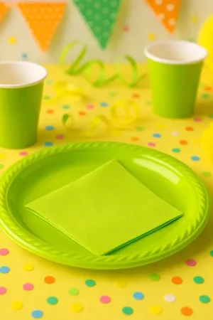 Assiette plastique Vert anis ronde 17 cm x 20 pièces Prix Bas