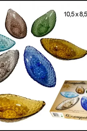 Boite de 6 coupelles en verre de couleur martelé Must-Have