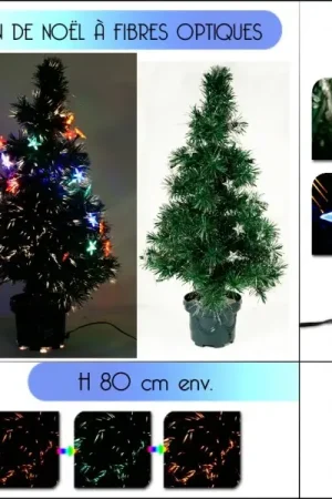 Certifié Sapin fibre optique 32 étoiles LED 80cm