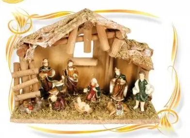 Satisfait Ou Remboursé Crèche de noel avec 11 santons en résine