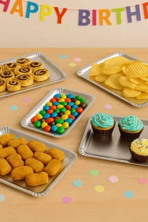 Bon Plan Plateau jetable carton Argent x 5 pièces