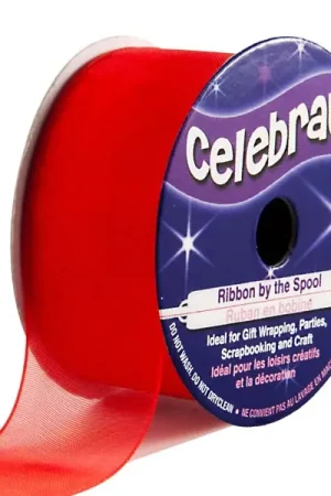 Solde Ruban en bobine Organza Rouge uni