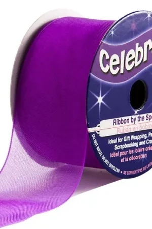Expédié Aujourd'hui Ruban en bobine Organza Violet foncé