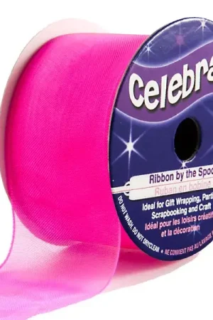 Meilleure Vente Ruban en bobine Organza Fuchsia uni