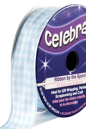 Ruban en bobine Vichy Bleu ciel Petit Prix