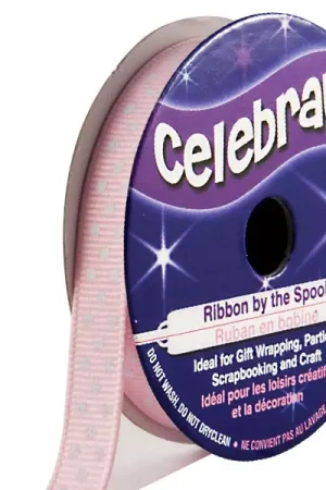 Ruban en bobine gros grain rose pale à pois blanc Paiement Sécurisé