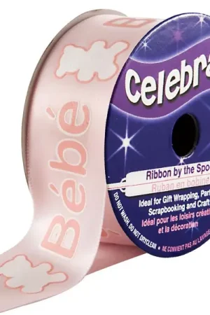 Expédition Rapide Ruban en bobine Satin Rose imprimé Bébé