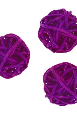 Authentique 6 boules déco osier Prune 6cm