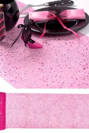 Chemin de table pailleté Fuchsia Haute Qualité
