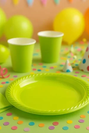 Commander Maintenant Assiette plastique ronde vert anis 22cm x 20 pièces