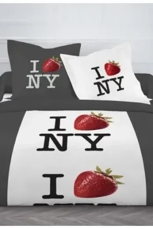 Housse de couette New York Strawberry 220x240cm Solde