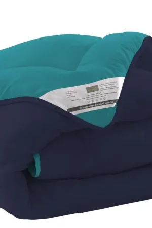 Couette de lit 140x200 cm Turquoise Bleu marine Vente Directe