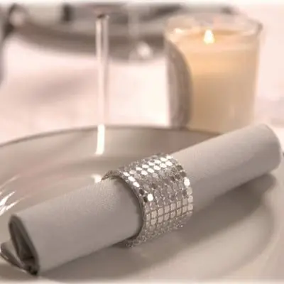 Rond de serviette mariage strass en Argent x 50 pièces Achat Immédiat
