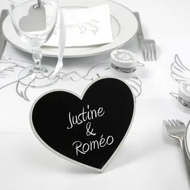 Marque Table Coeur ardoise Blanc Retour Gratuit