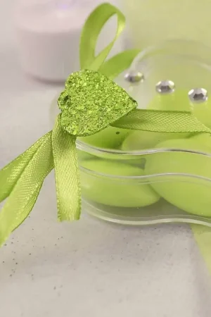 Coeur pailleté Vert Anis x 12 pièces Nouvel Arrivage